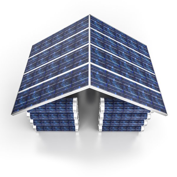 Maqueta de casa hecha con paneles solares.